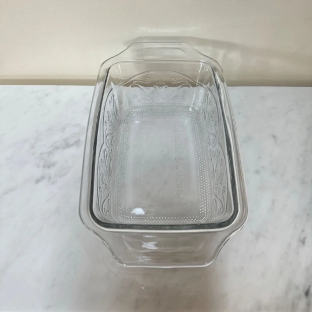 Anchor Hocking Clear Laurel Embossed Glass Loaf Pan 5.5" X 9" Inch 1.5 Qt USA - Picture 2 of 9